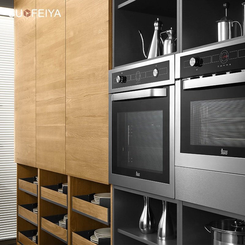 Suofeiya Simple Designs Fitted 2 Colour Laminate Sheet Inside Kitchen Cabinets with Clean Handle-less Look
