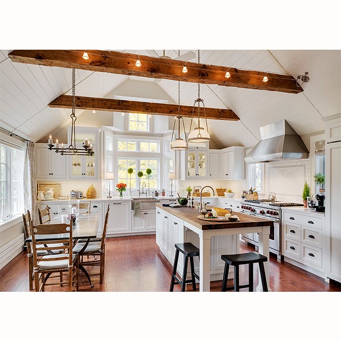 Guangzhou apartment custom solid wood shaker style cabinets modern country kitchen wooden storage unit