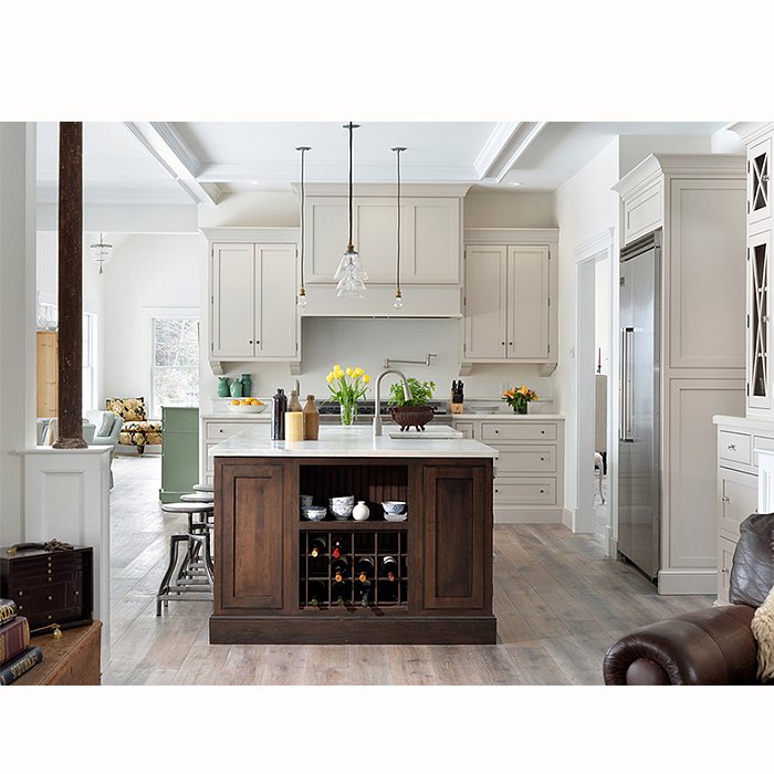 Guangzhou apartment custom solid wood shaker style cabinets modern country kitchen wooden storage unit