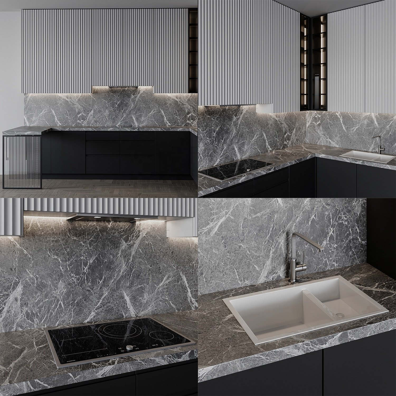 PA tempered glass vietnam u shape cabinet lacquer painting kitchen cabinets cupboard