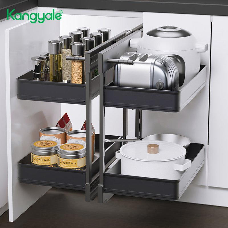 Kangyale Cabinet Organizer Kitchen Pull Out Soft Close Magic Corner Blind Corner Drawer Unit Basket