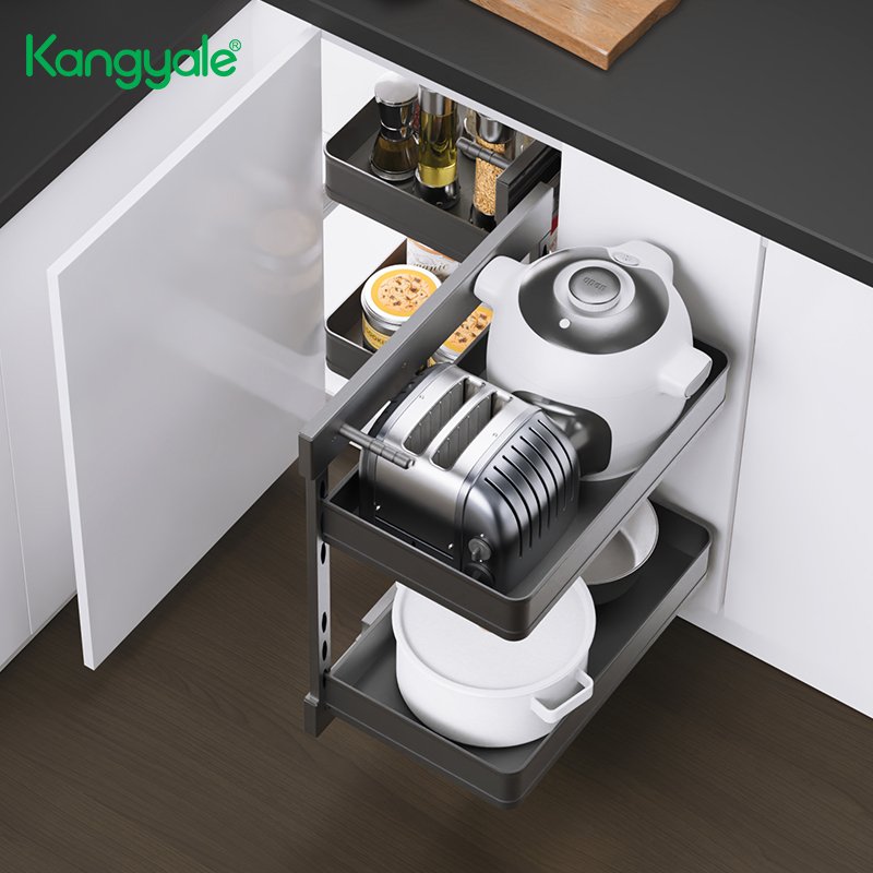 Kangyale Cabinet Organizer Kitchen Pull Out Soft Close Magic Corner Blind Corner Drawer Unit Basket