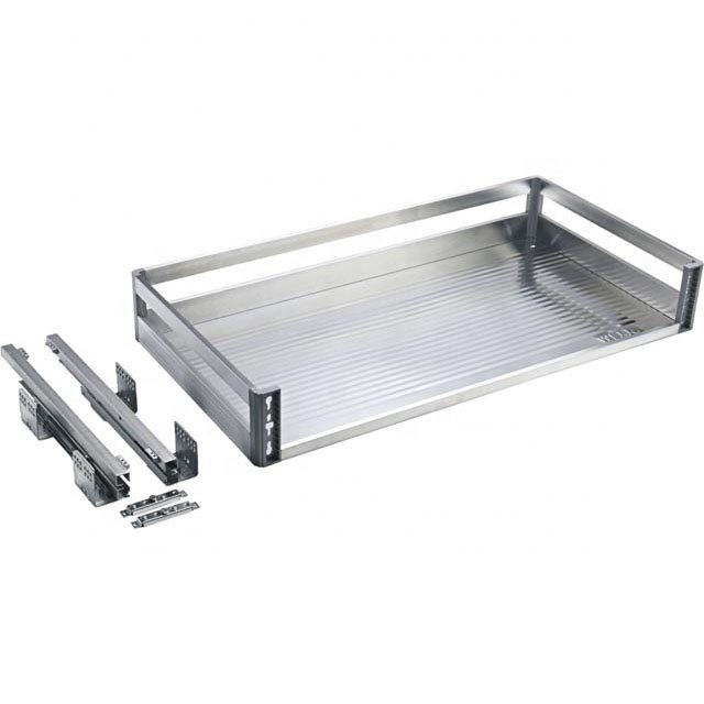 Stainless Steel Storage Basket Pull Out Kitchen Drawer Organizer Dish Rack drawer basket