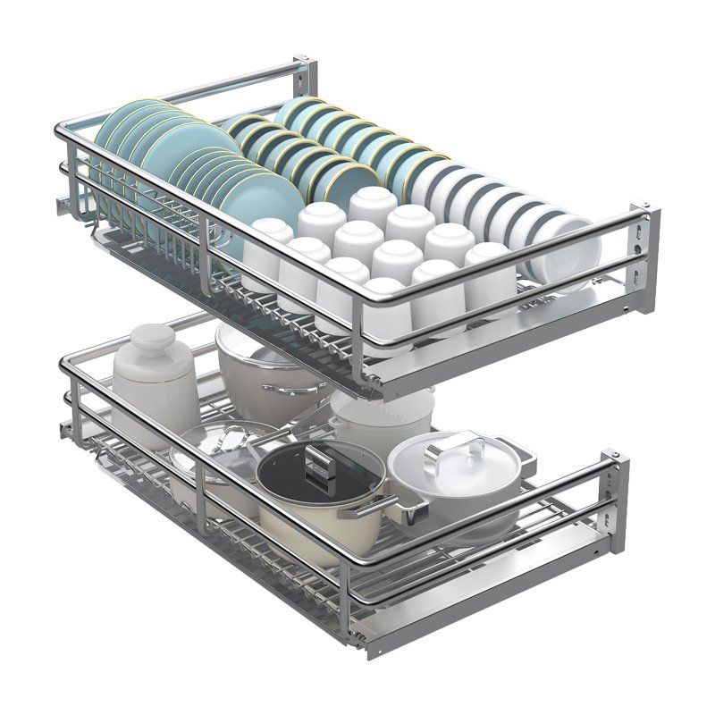 For 600 700 750 800 900 mm Kitchen Cabinet Nano Powder Coating Drawing Pull Out Pull-out Slide Wire Basket