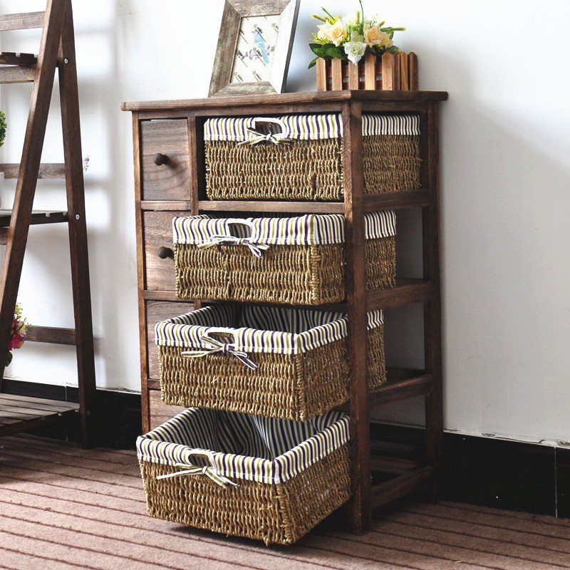 Cheap Vintage Living Room Furniture Solid Wood Cabinets with Basket Drawer