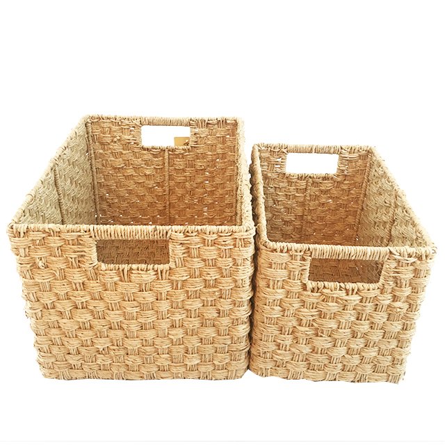 New style natural seagrass cotton rope water hyacinth home storage woven basket handmade rattan woven basket storage basket