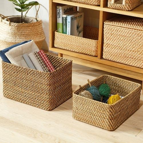 New style natural seagrass cotton rope water hyacinth home storage woven basket handmade rattan woven basket storage basket