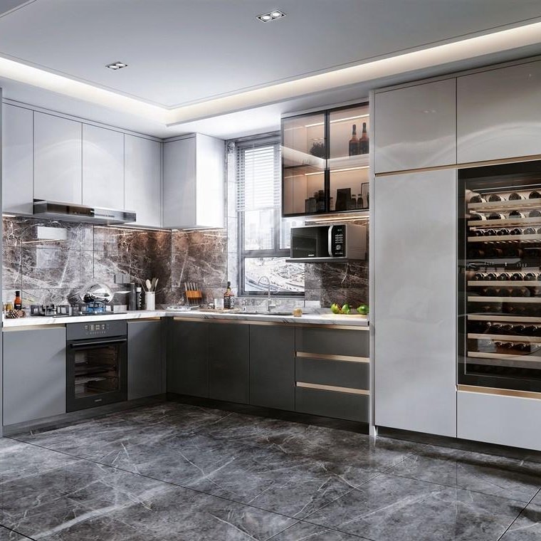 Buy Furniture Cheap Modern Customize Design Cupboard Set Australian Standard PET Kitchen Cabinet Small