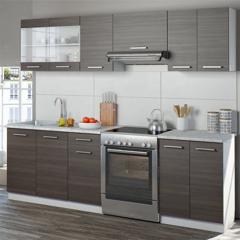 modern wooden Kitchen wall cabinet floor cabinet full set design easy to assemble kitchen cabinet cupboard