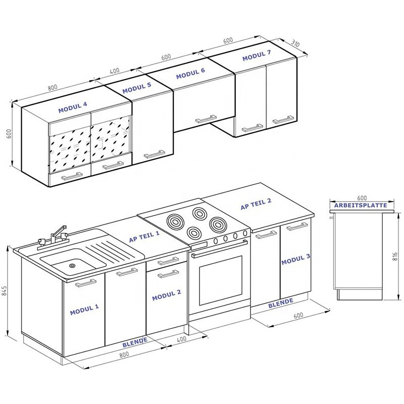modern wooden Kitchen wall cabinet floor cabinet full set design easy to assemble kitchen cabinet cupboard