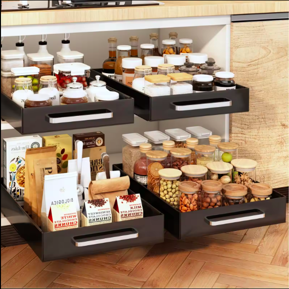 Kitchen Storage Spice Basket Drawers Metal Multifunctional Kitchen Pull Out Drawer Basket