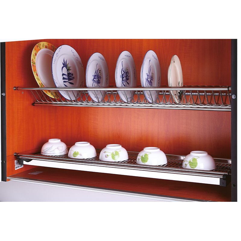 Model Cabinet And Pantry Organizers 2 Tier Dish Drainer Adjustable Kitchen Storage Dish Rack With Drip Tray