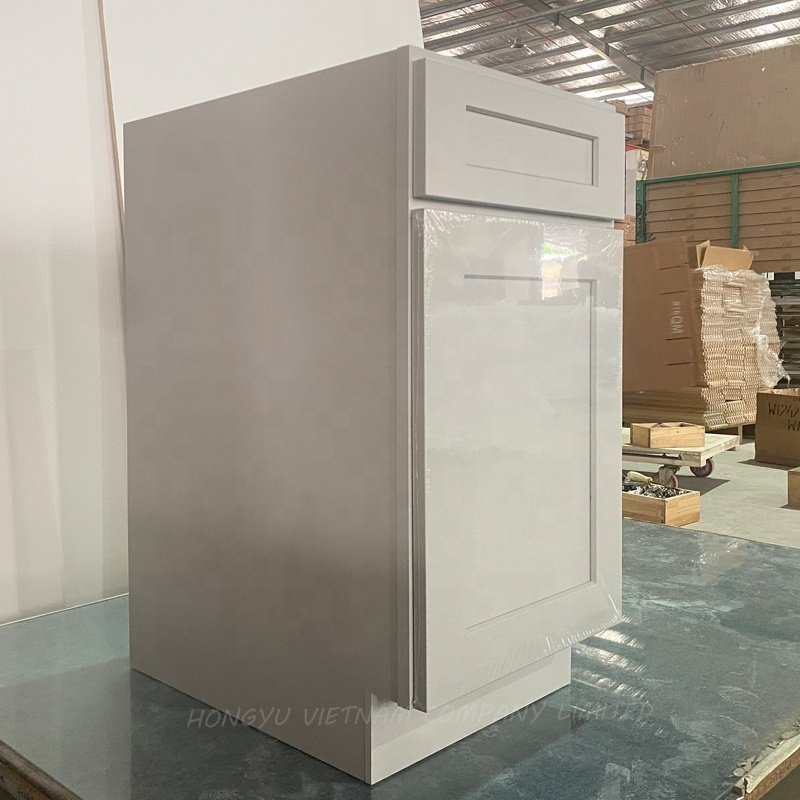 Factory RTA New Design America Style Solid Drawer Pull Out Garbage Wood Shaker Cabinet Vietnam Plywood Built in Waste Bin