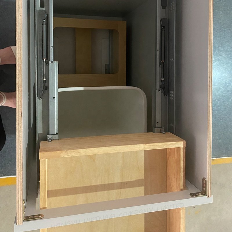 Factory RTA New Design America Style Solid Drawer Pull Out Garbage Wood Shaker Cabinet Vietnam Plywood Built in Waste Bin