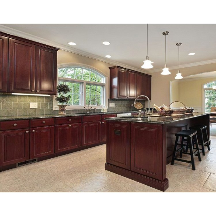Classic solid wood cupboard cabinets sets design customized european style small rosewood kitchen cabinet