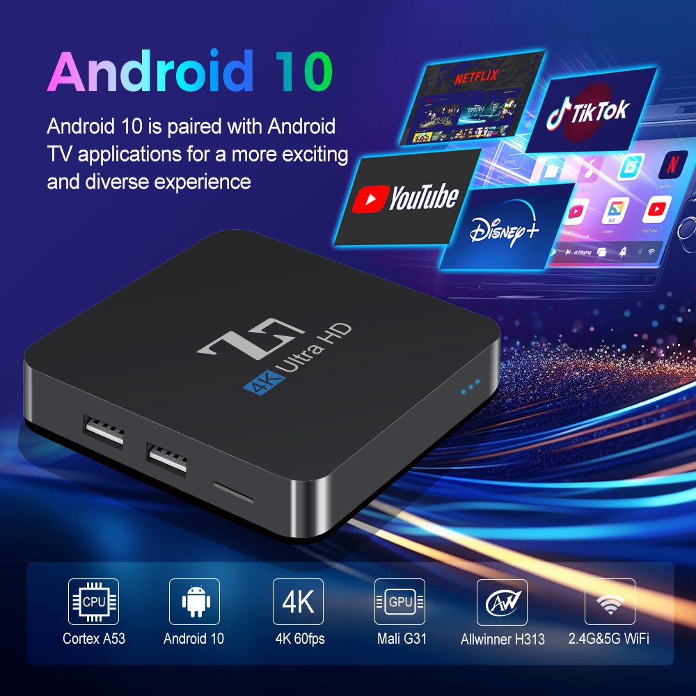 Popular cheap sale IPTV box 1+8gb 2+16gb Allwinner h313 z7 for dual wifi set-top box Android 10.0 os 4K Smart tv box