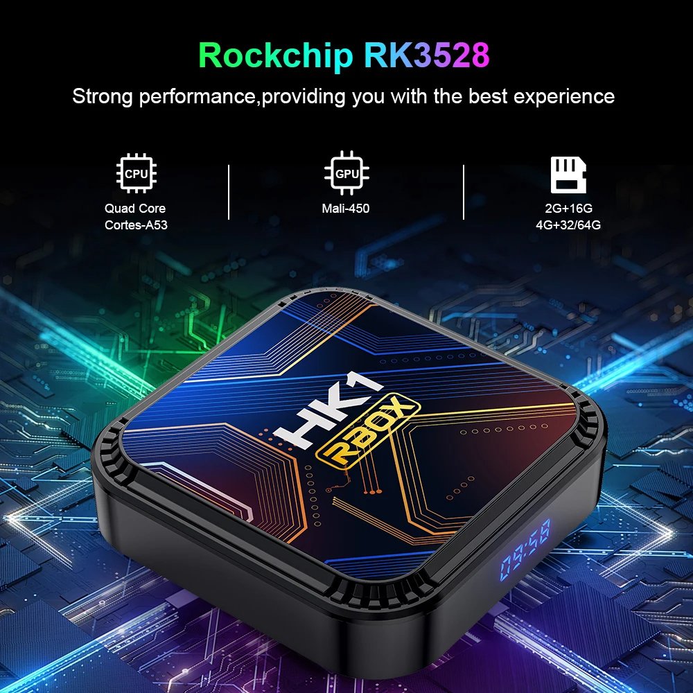 K8S(HK1) 2G+16G Android 13 Set-Top Box RBOX 8K Digital TV BOX Blue-tooth 4.0 Dual Band WiFi Quad Core Processor 8K Resolution