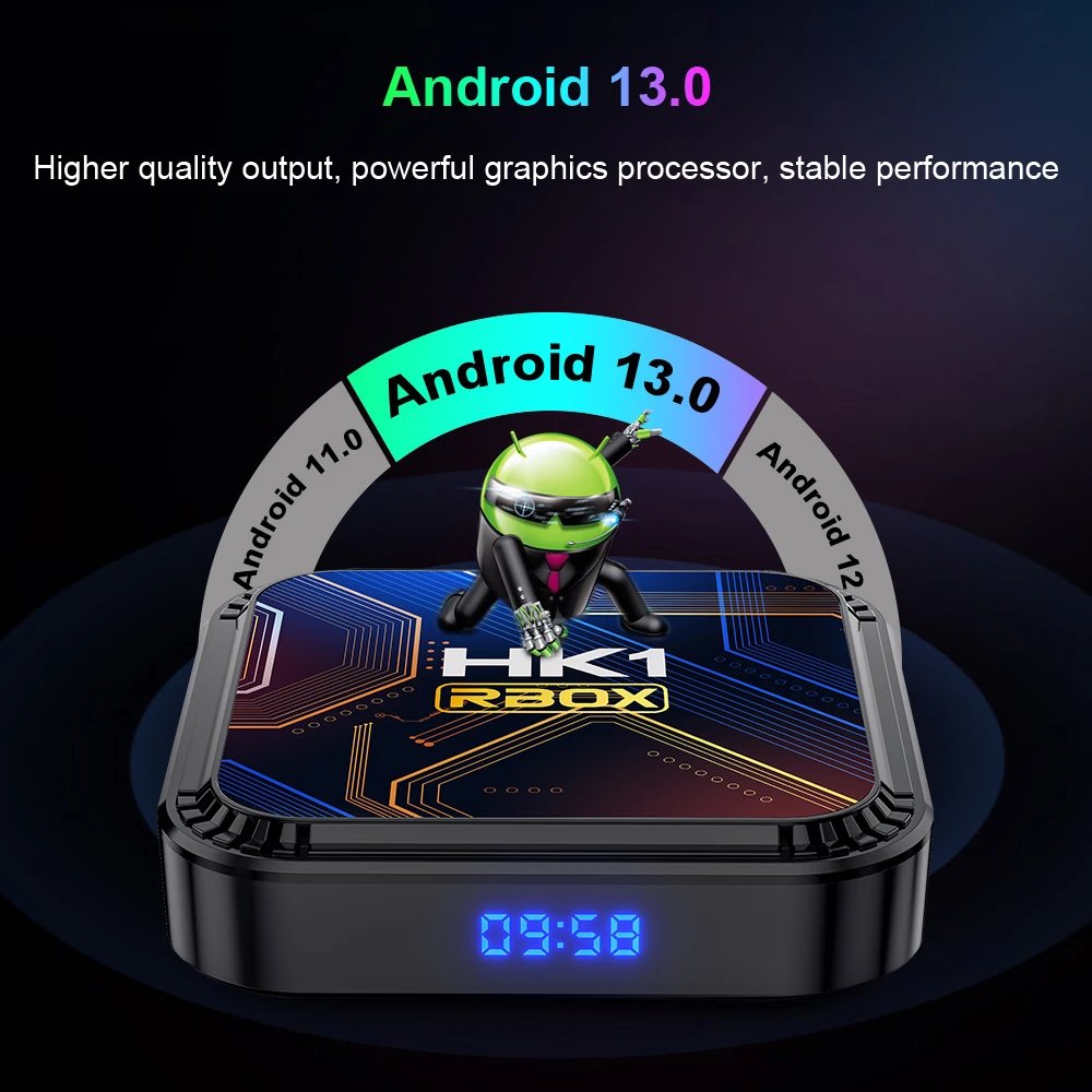 K8S(HK1) 2G+16G Android 13 Set-Top Box RBOX 8K Digital TV BOX Blue-tooth 4.0 Dual Band WiFi Quad Core Processor 8K Resolution