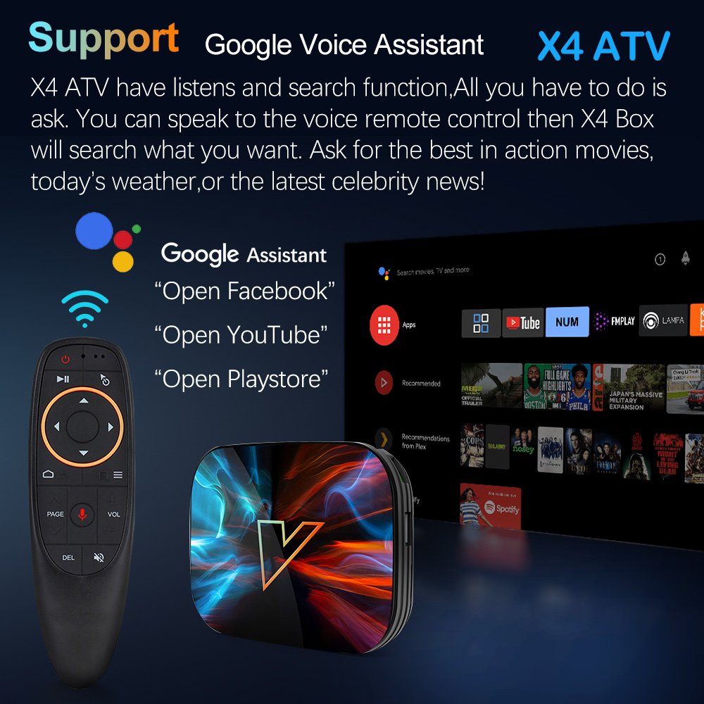 VONTAR X4 ATV androidtv11 Smart Amlogic S905X4 Support Google Voice Input 4K AV1 1000M LAN Dual WIFI TVbox set top box