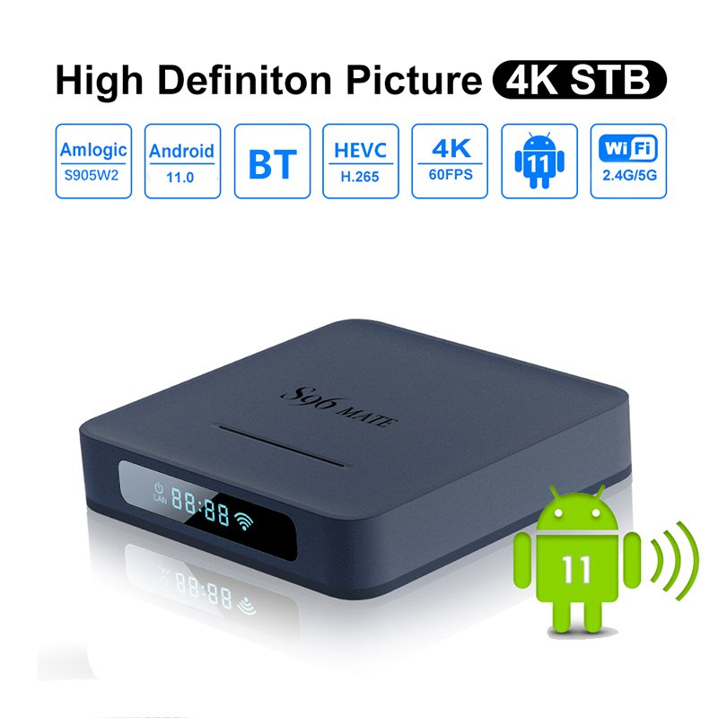 S96 Mate Amlogic S905W2 ram 4gb rom 32gb 2 USB ports smart 4k ultra hd set top box tv box android 11
