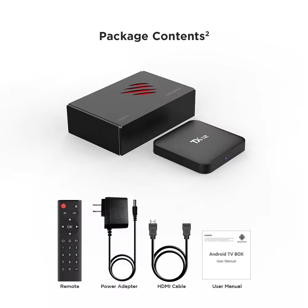 High Performance Smart TV Box 2.4G/5Ghz Wifi Strong 4K Amlogic S905Y4 TV Box Android TX12 Set Top Box Tv