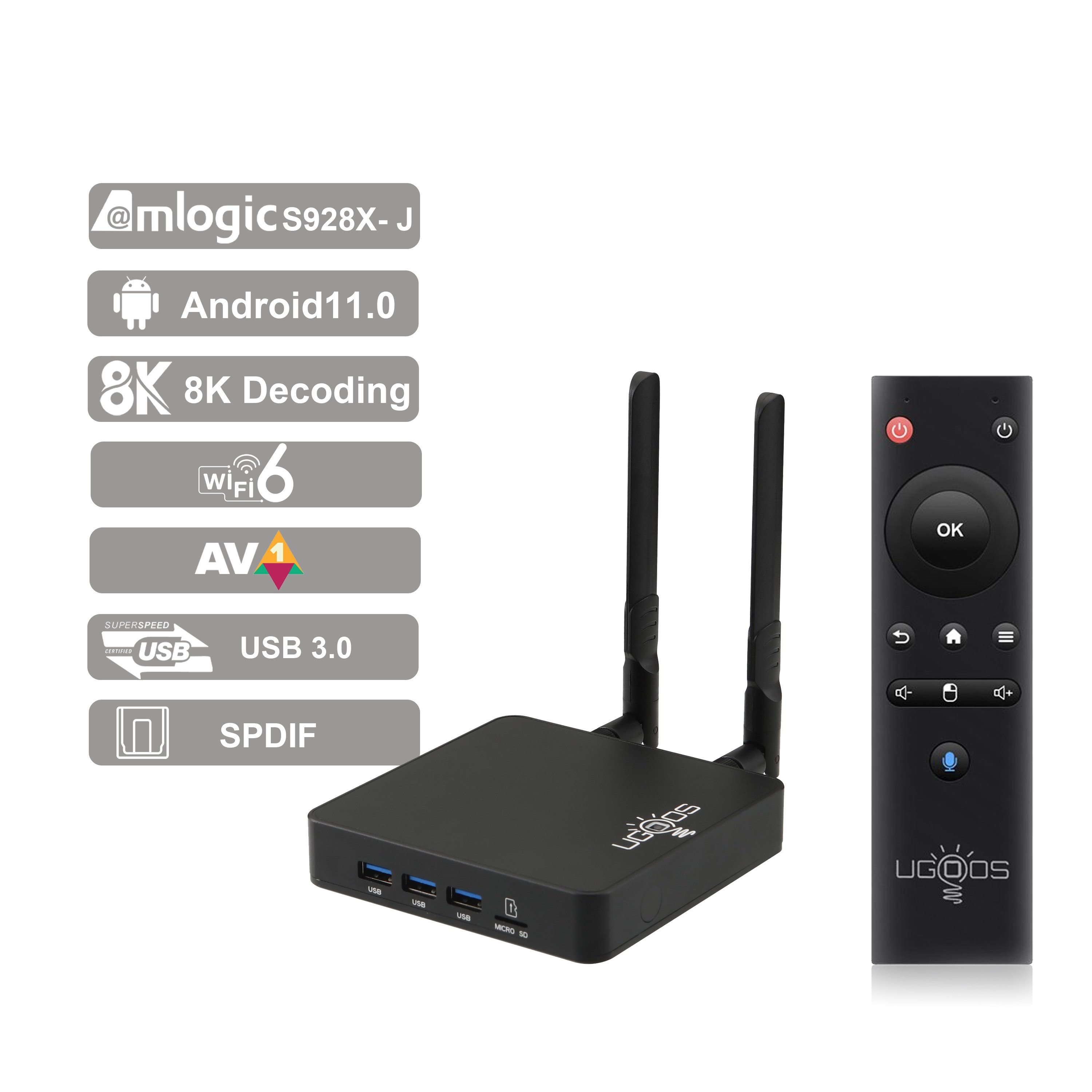 Ugoos AM8 PRO S928X-J 8G 64G TV Box Android 11 DDR4 1000M 2.4G/5G Dual WiFi6 B-T 8K Smart Set top box Quad core Media Player