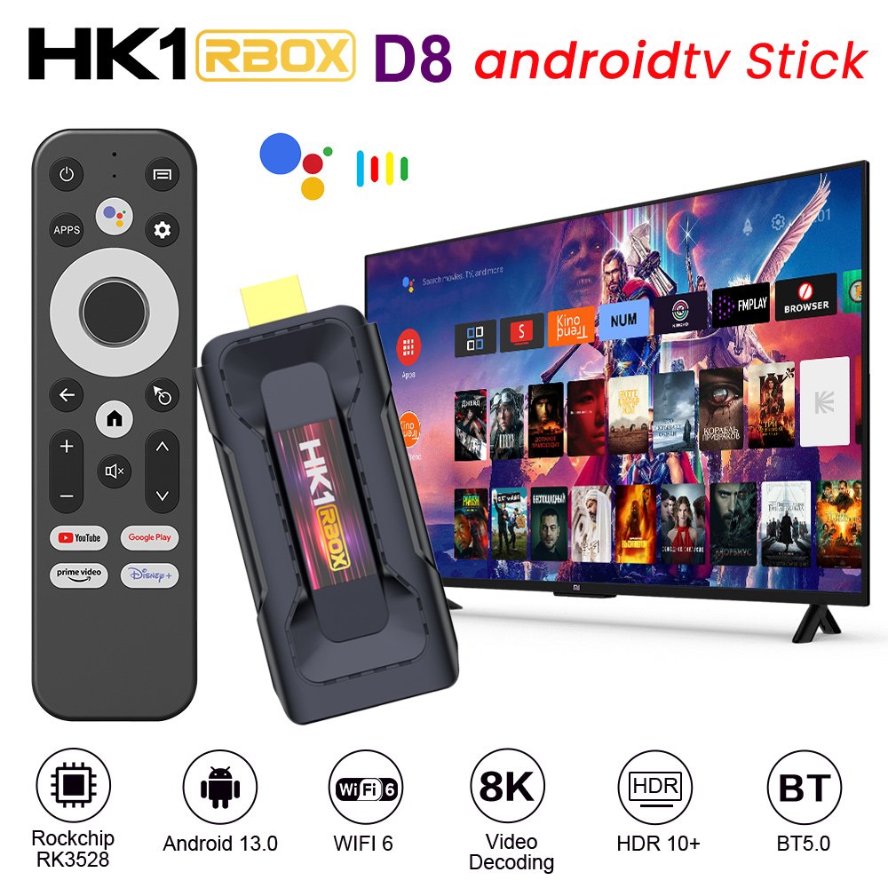 2024 New Arrival HK1 D8 4k Android 13 Android TV Stick RK3528 Internet Tv Box hk1 Smart Set Top Box