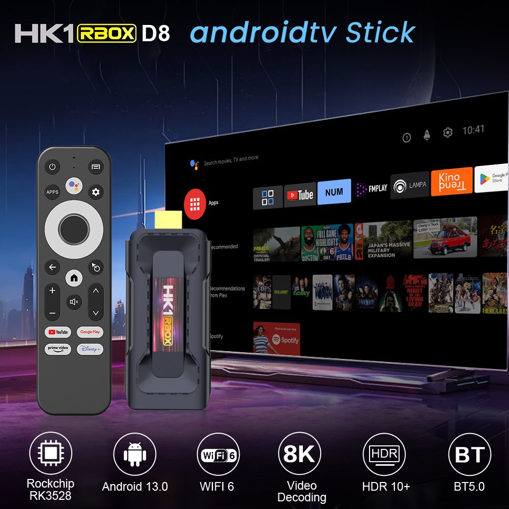 2024 New Arrival HK1 D8 4k Android 13 Android TV Stick RK3528 Internet Tv Box hk1 Smart Set Top Box