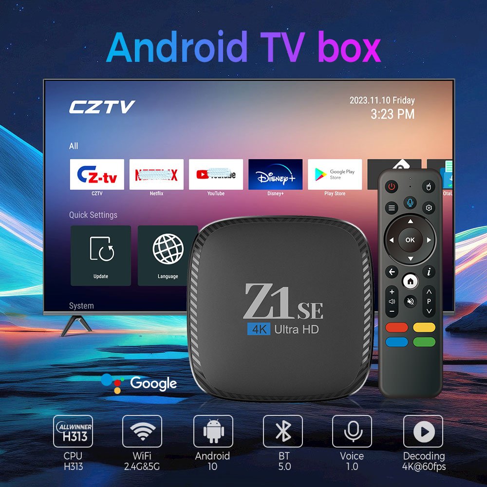 Android tv box Z1 SE Allwinner H313 android 10 Set-top box 2 RAM 16 ROM 4k HD Dual wifi iptv box bt remote control free test