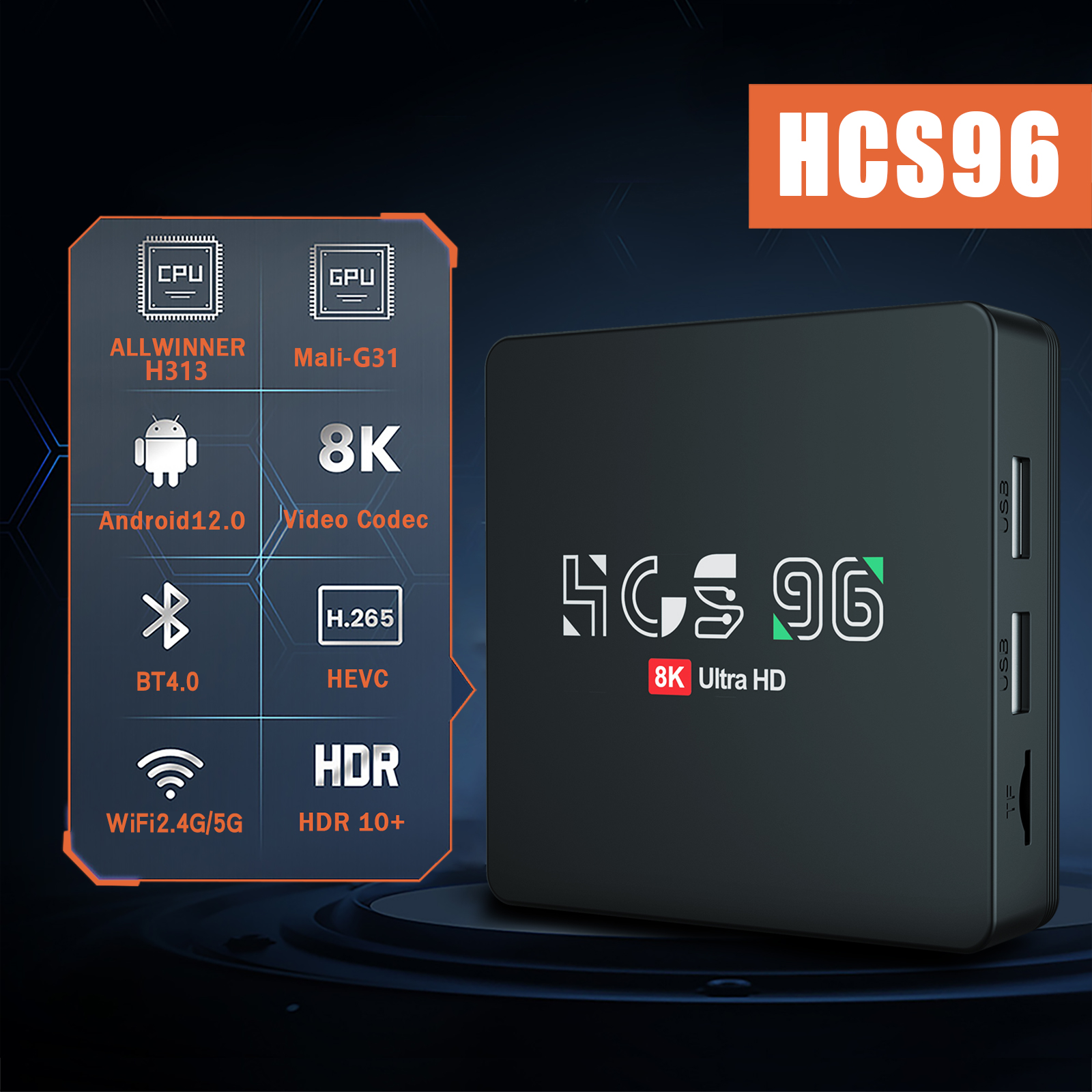 New Hottest TV Box HCS96 64GB Smart IPTV Box Android 12 Smart 8K 1080P Bluetooth voice remote control 64gb set-top box