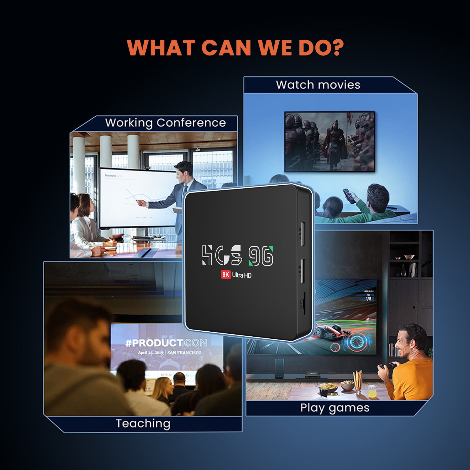 New Hottest TV Box HCS96 64GB Smart IPTV Box Android 12 Smart 8K 1080P Bluetooth voice remote control 64gb set-top box
