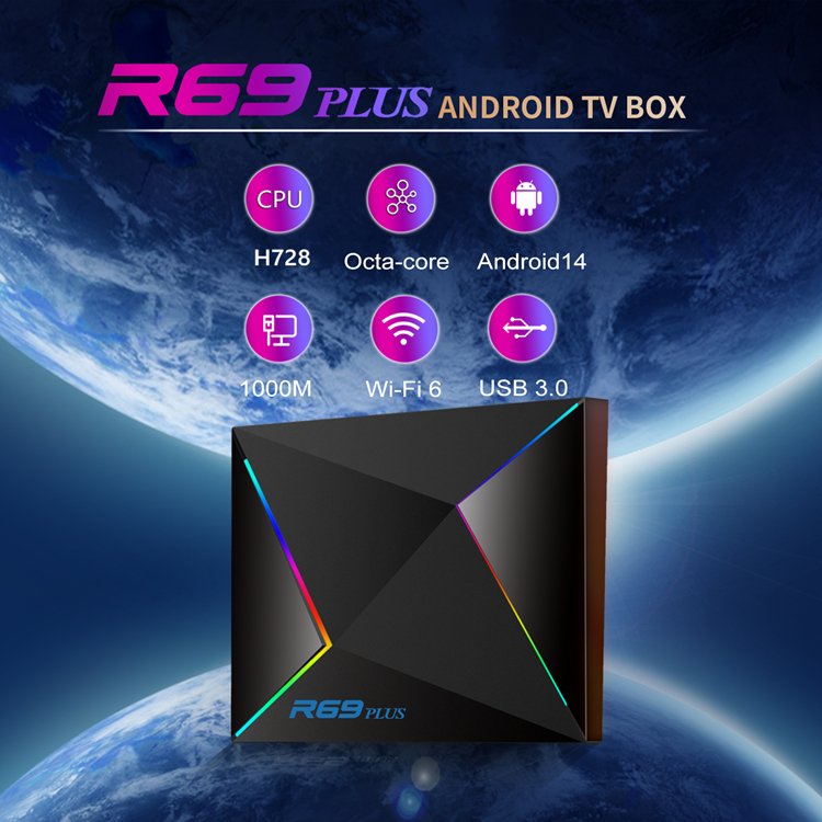 2024 Newest R69 plus Android 14 TV Box Allwinner H728 octa core 4G RAM 16G 32G ROM 1000M dual WiFi 6 8K Media Player Set-top box