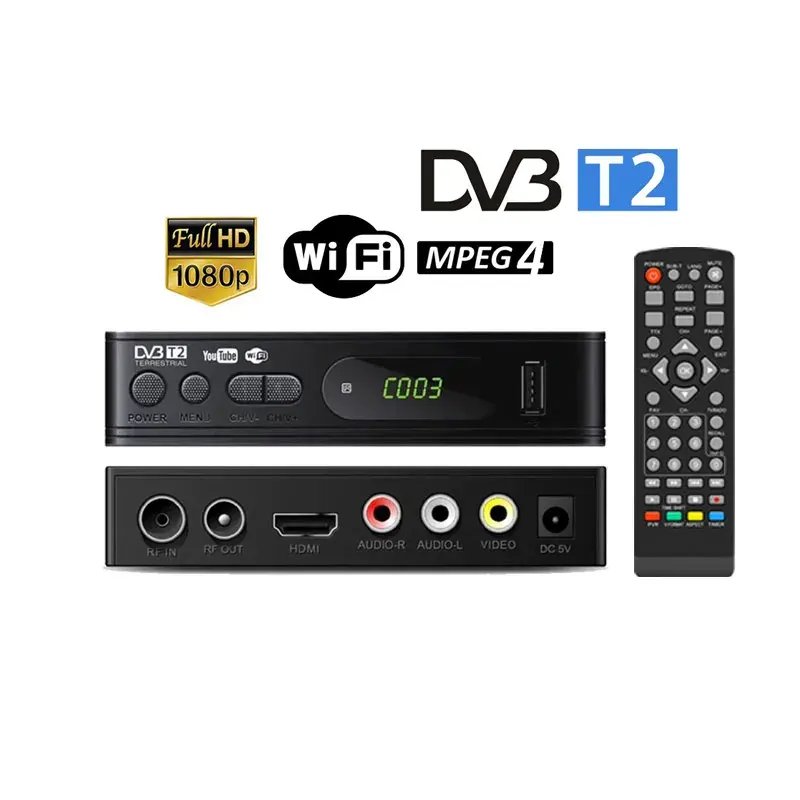 High Quality Customized Software Support 2.4G 5.0G Dual WiFi 1080P HD Digital DVB T2 Decoder Satellite TV Receiver Set-top box