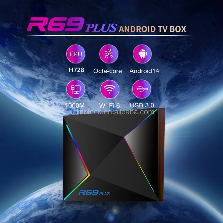 Factory Promotion Allwinner H728 Android 14 Smart Tv Box 8K Dual Wifi BT remote control 2024 best R69 plus Set Top box