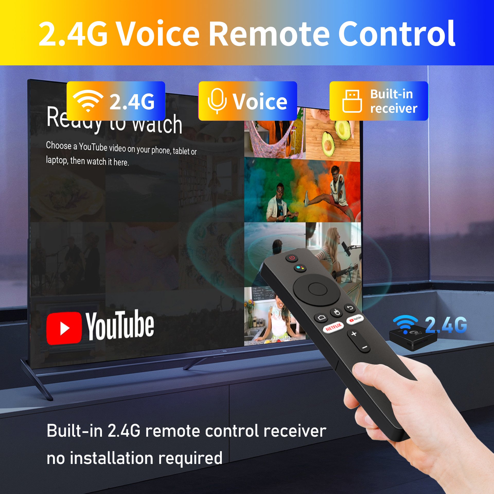 Factory HCS96-Q1 Android 14.0 Smart TV Box Allwinner H313 2GB RAM 16GB ROM 8K HD OEM BT Voice Remote free test Set-Top Box