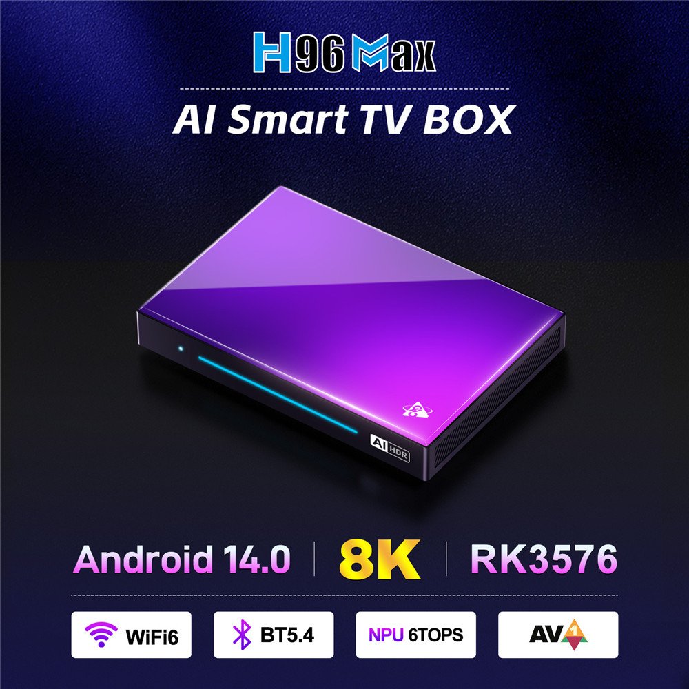 H96 MAX M9 Android 14.0 TV Box RK3576 Quad Core 8GB RAM 128GB ROM Support 8K Decoding Set Top Box AV1 Media Player