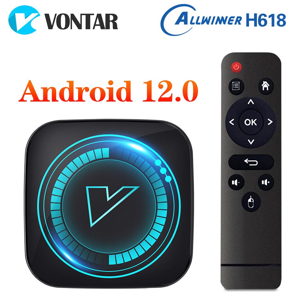 Hot sell dual wifi Bluetooth 4.0 Vontar allwinner H618 set-top box 2*USB 2.0 hd output android 12.0 media player tv box factory