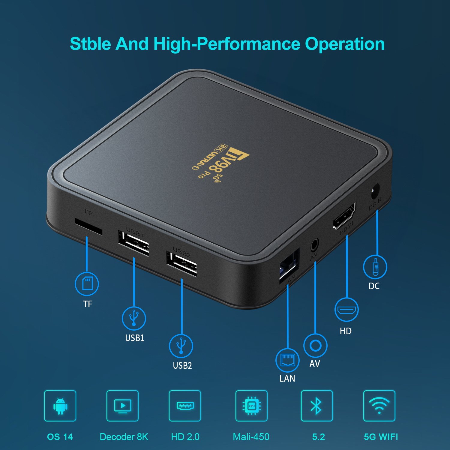Best Selling TV98 ATV PRO Allwinner H313 set-top box 1GB 2GB 8GB 16GB 2.4G/5G WIFI Android 14 BT5.0 Media Player Android TV Box
