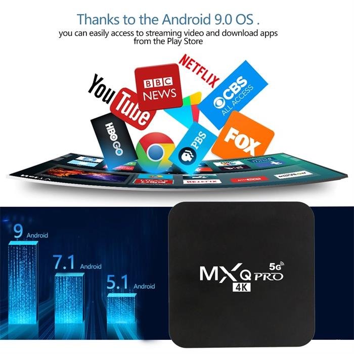 MXQ PRO Amlogic RK3228A Android 10.1 TV Box 4-Core 64-bit UK Plug 4K 5G HD H.265 Smart Android 4K Set Top Box