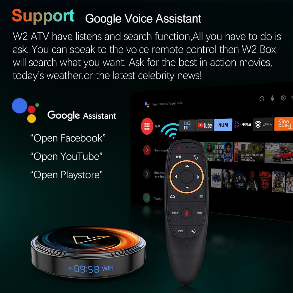 VONTAR W2 ATV androidtv11 Smart Amlogic S905W2 Google Voice Input 8K Video 4K 60fps AV1 Dual Wifi BT4.0 TVbox set top box