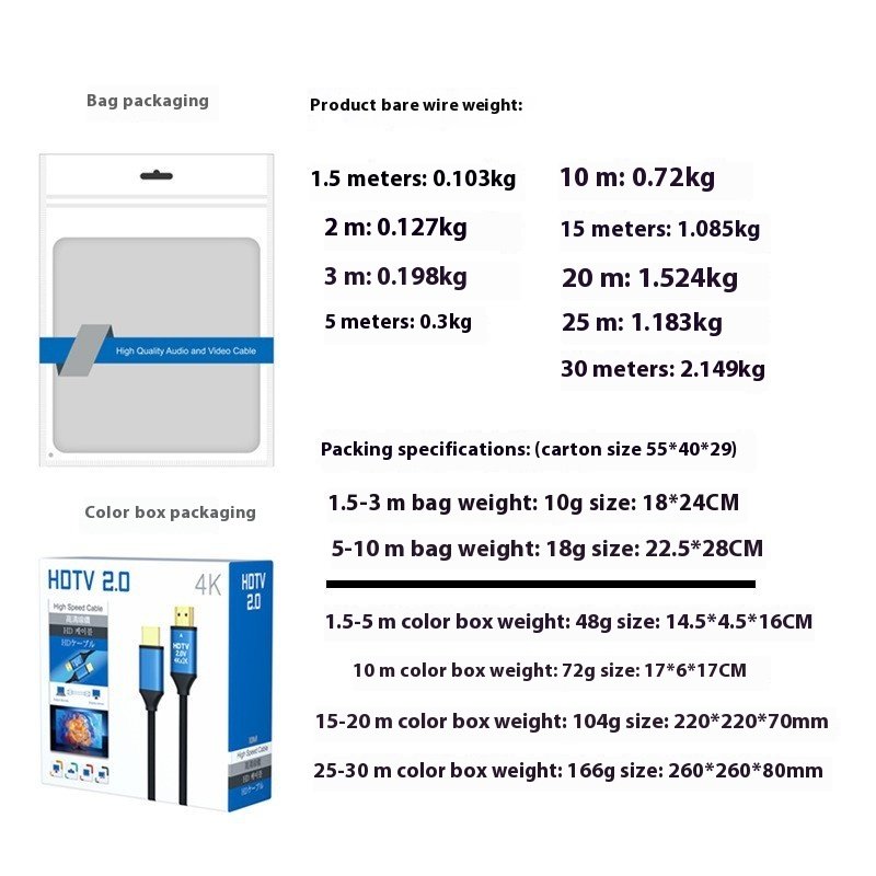 Wholesale hd/mi cable version 2.0 4K60hz tv set-top box monitor computer projection hd video cable