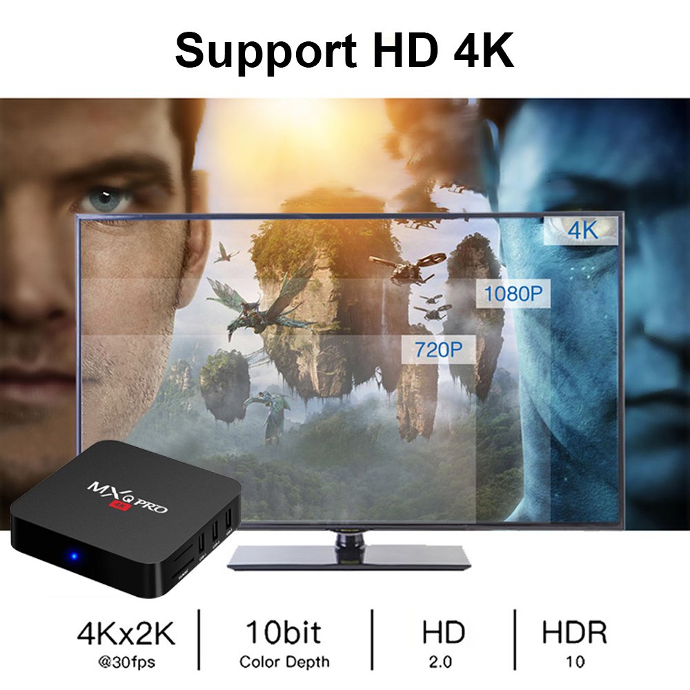 Popular MXQ PRO amlogic S905W 4 core 64bit android 7.1 free to air set top tv box hd H.265 4K