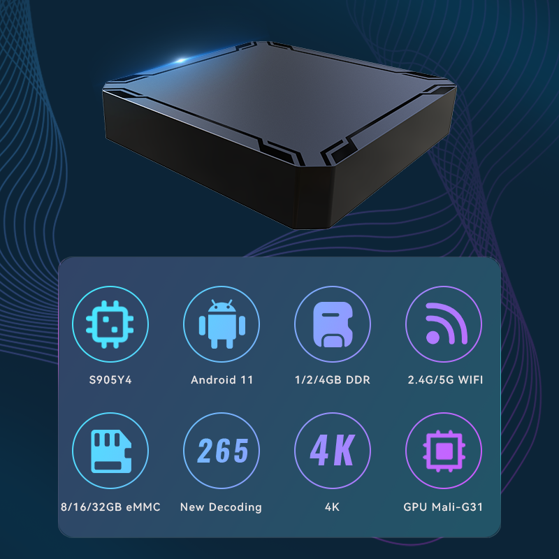 JUNUO U12 Mini 4K Android 10 TV Box Amlogic S905W2 Quad Core Digital TV Box 2 Android STB with 5G/2.4G Android TV Box
