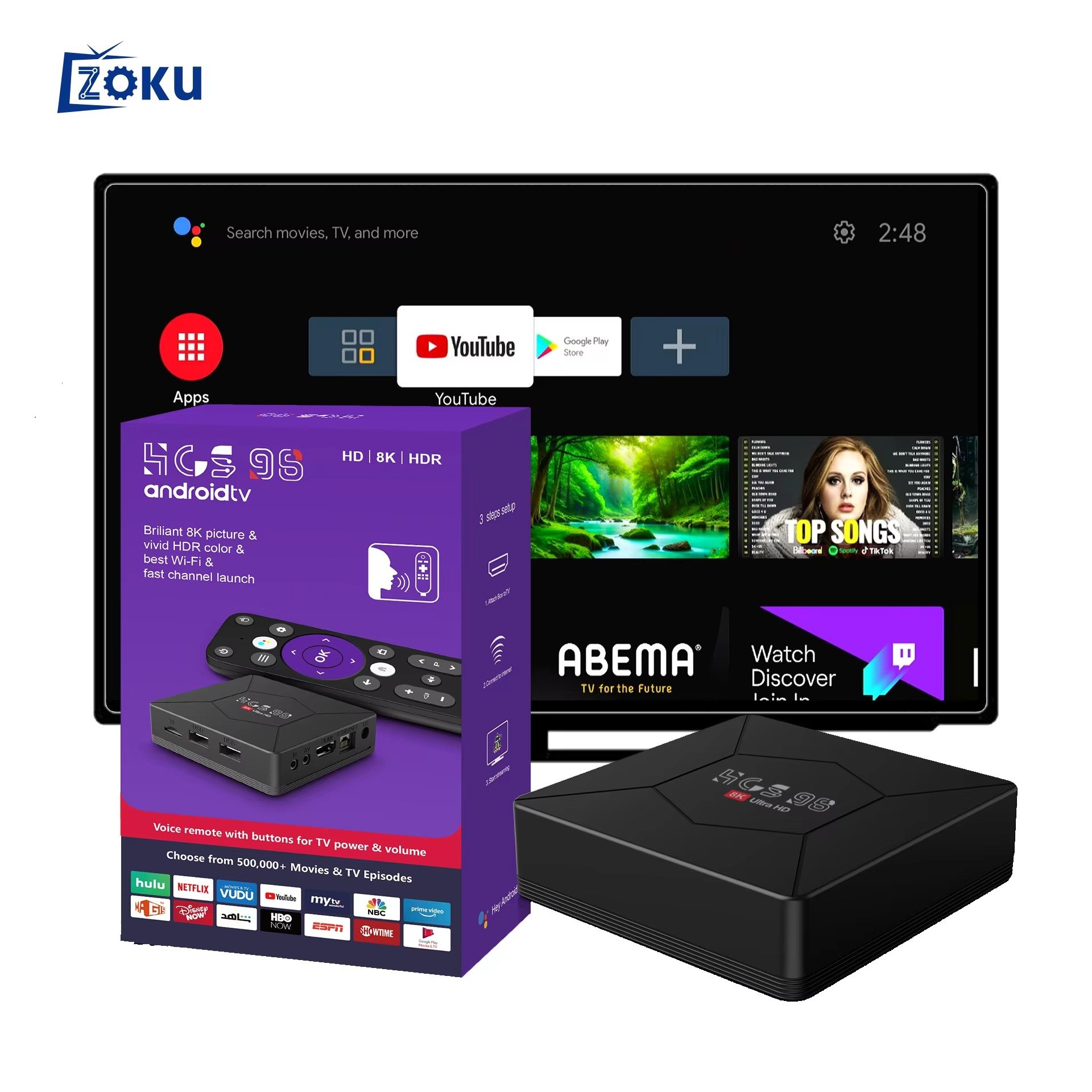 HCS98 Quad Core Android Box 8K 4G 64G Allwinner H313 2.4G/5G Dual wifi Smart Android TV Box