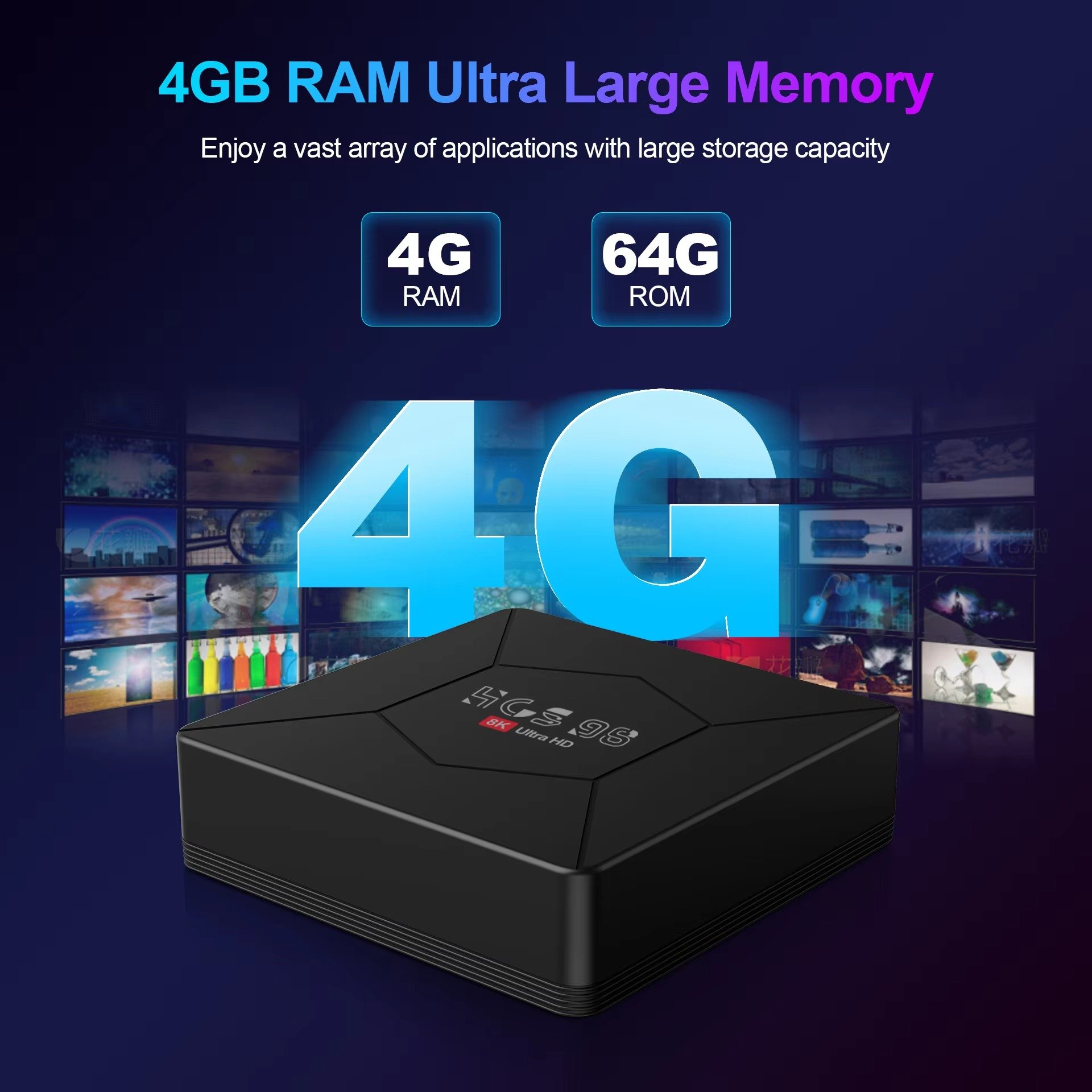 HCS98 Quad Core Android Box 8K 4G 64G Allwinner H313 2.4G/5G Dual wifi Smart Android TV Box