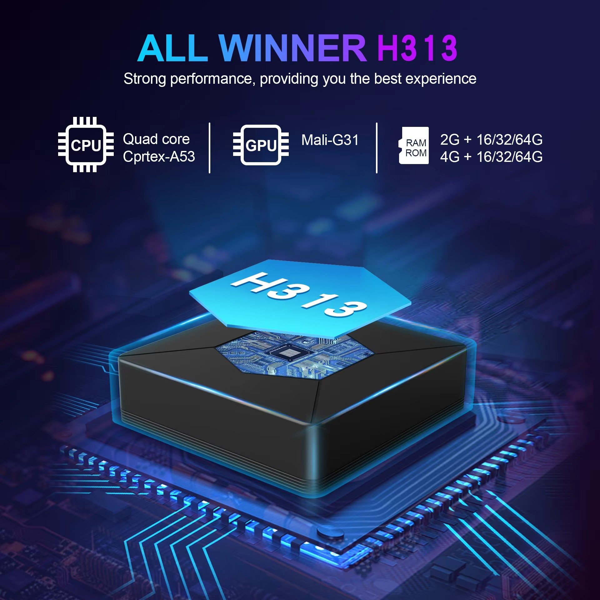 HCS98 Quad Core Android Box 8K 4G 64G Allwinner H313 2.4G/5G Dual wifi Smart Android TV Box