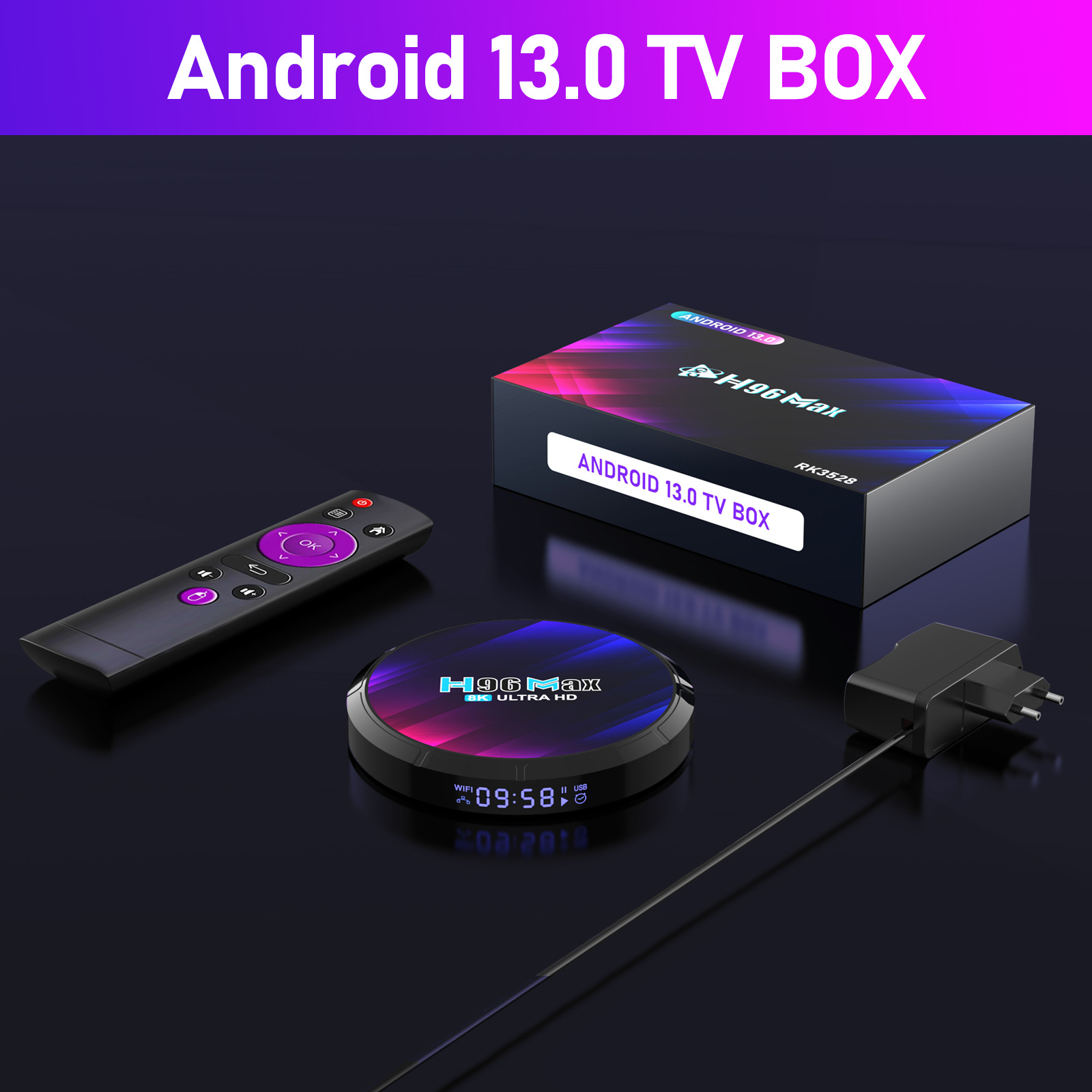Factory Smart 8K Video Android 13.0 OS H96 Max RK3528 Set-top Box Dual Wifi Rockchip Quad Core Wifi 6 Speed TV Box