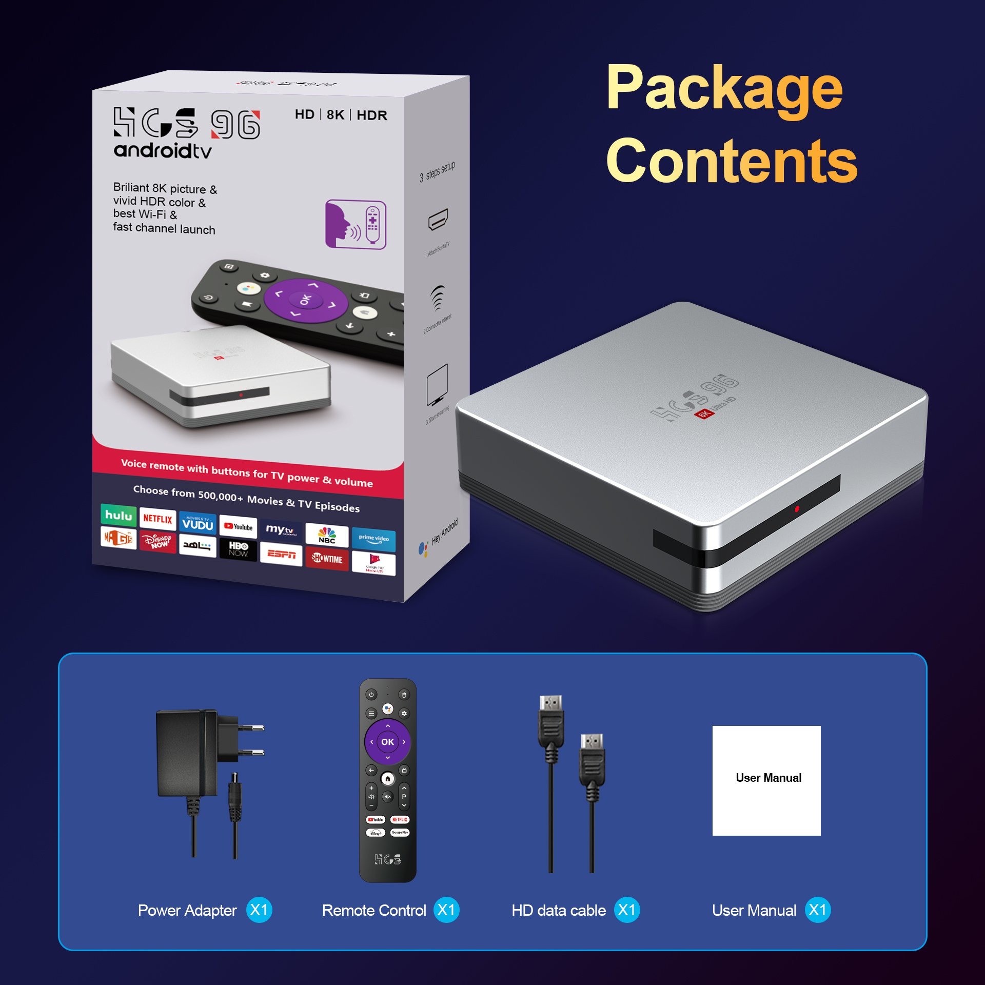 Allwinner H618 tv stick Android 13 Smart TV Box with Voice Remote 4G WiFi 8K 4K Resolution US Plug for Christmas gift
