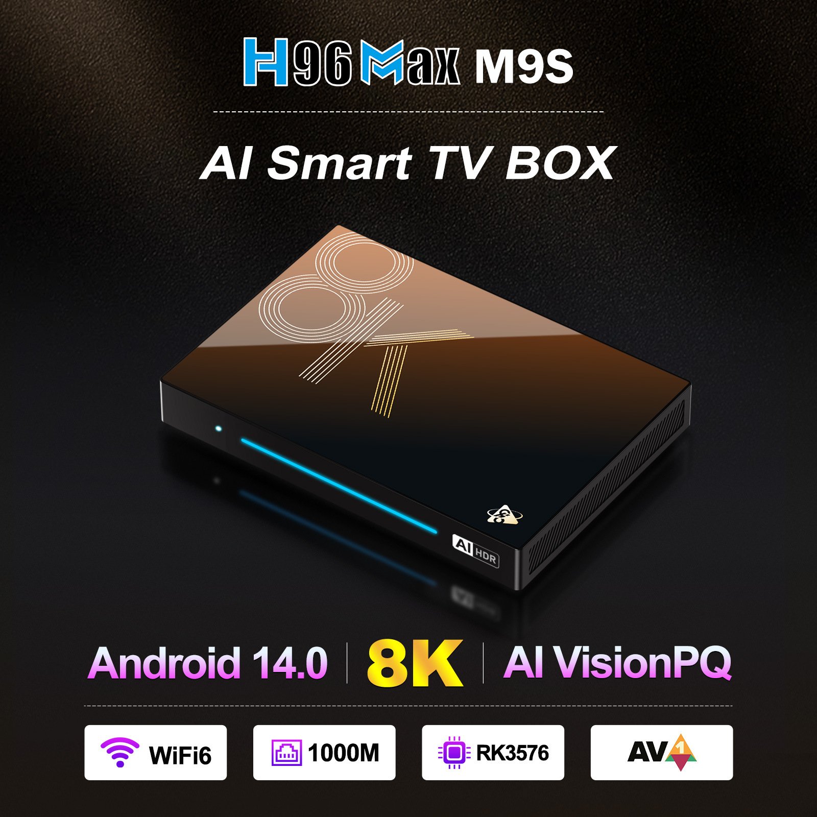 New H96 MAX M9S Android 14 AI TV Box RK3576 8GB 128GB WIFI6 BT5.4 8K HD Media Player Set Top Box