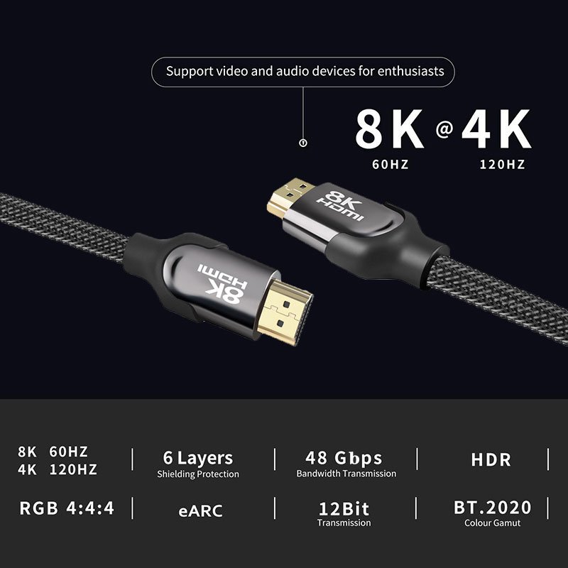 Hd 48gbps Tv Hdmi Cable 2.1v 8k Hdmi For Ultra Hdtv Projector Set-top Box